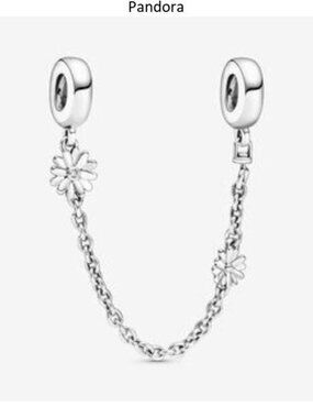 Pandora Silver Daisy Safety Chain Charm Bracelet